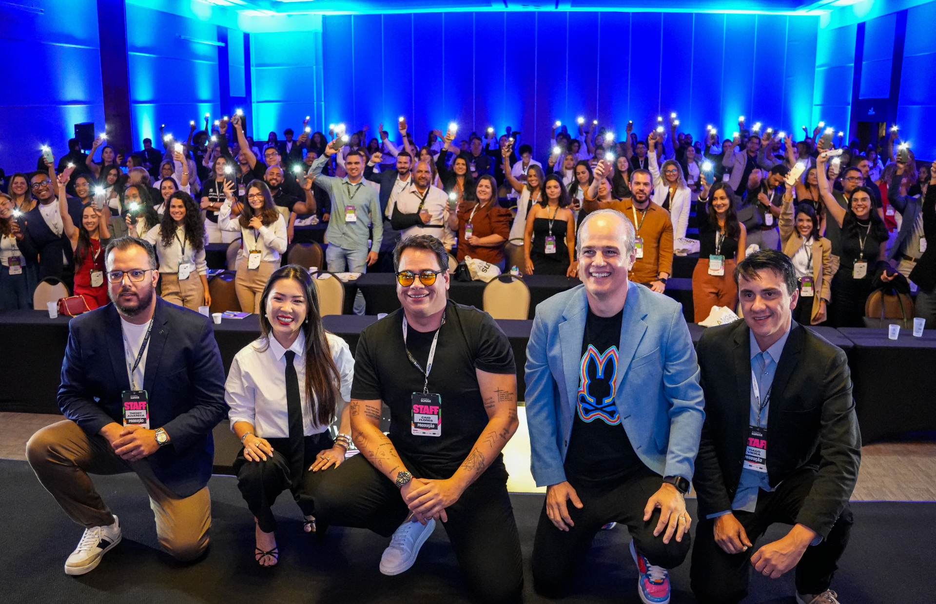 Equipe organizadora com a plateia